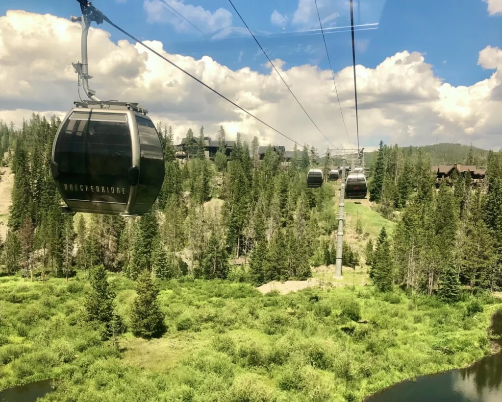 Breckenridge gondola with mountain views